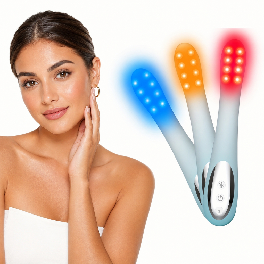 Aparelho de Fototerapia Íntima Feminina LED Vermelha, Amarela e Azul com Aquecimento para Cuidado Diário