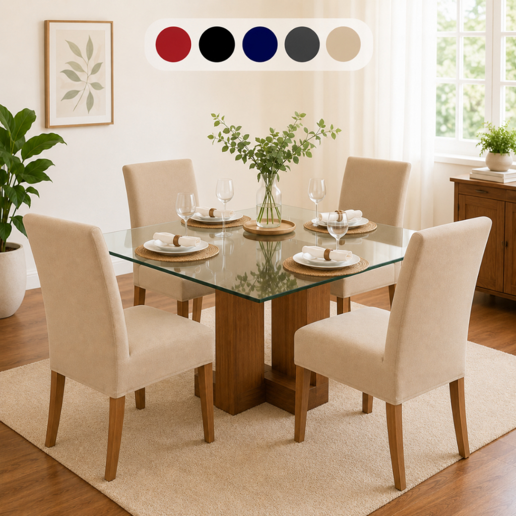 Kit 4 Capas Para Cadeira Elástica Lavável Sala Jantar Spandex Com Elástico