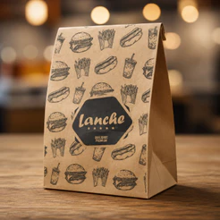50 saco kraft eco delivery reforçado lanches e batata frita 6 tamanhos e modelos P/M/G/GG/Big OFF (CHOCO)