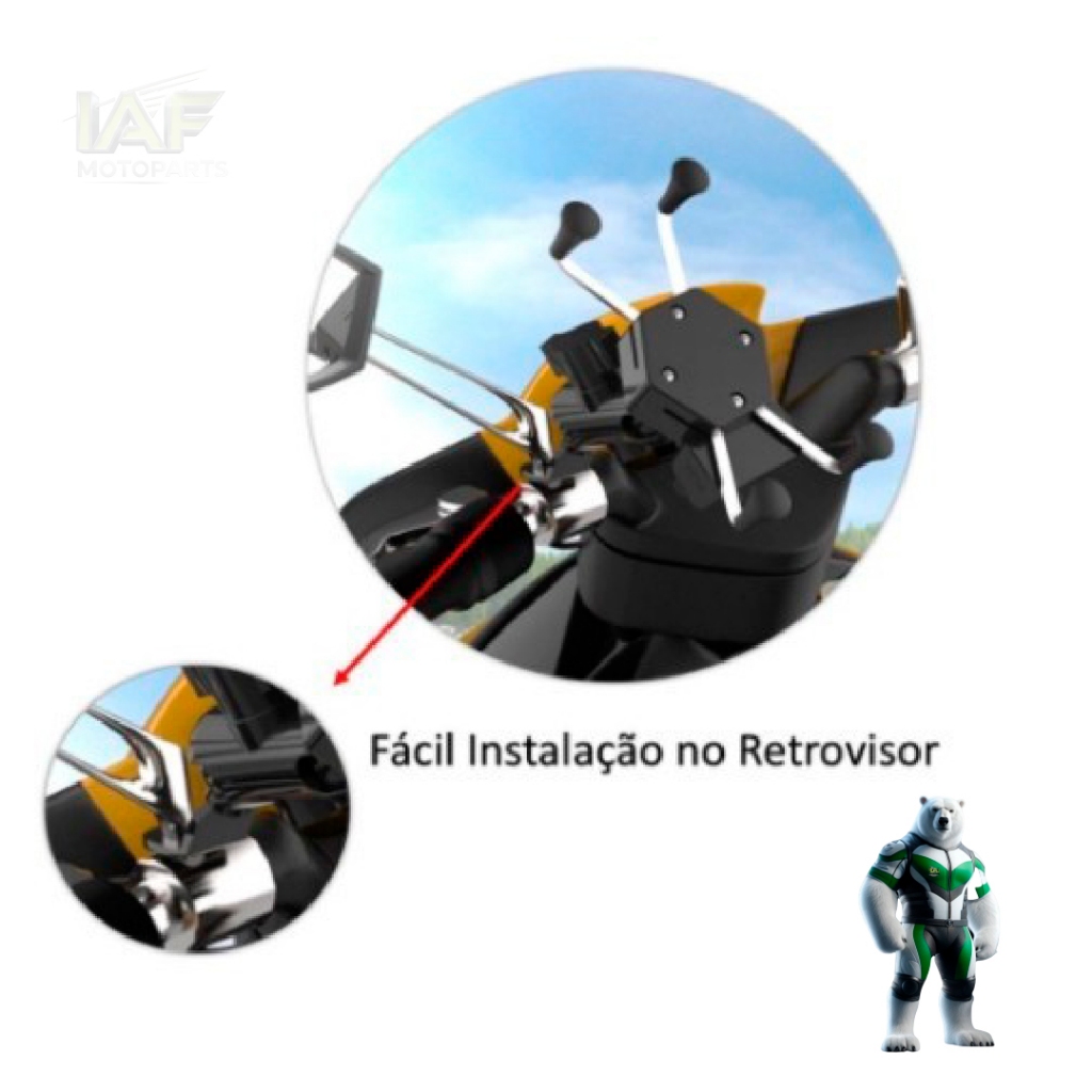 Suporte Garra Para Celular Moto Universal Com Carregador Usb De FERRO — imagem 2 de 2