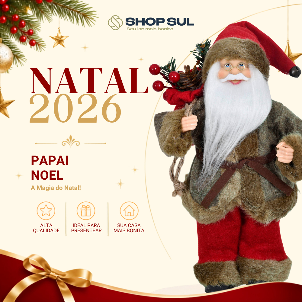 Papai Noel Decorativo 40cm Realista Super Luxo para Decoração Natal