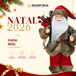 Papai Noel Decorativo 40cm Realista Super Luxo para Decoração Natal