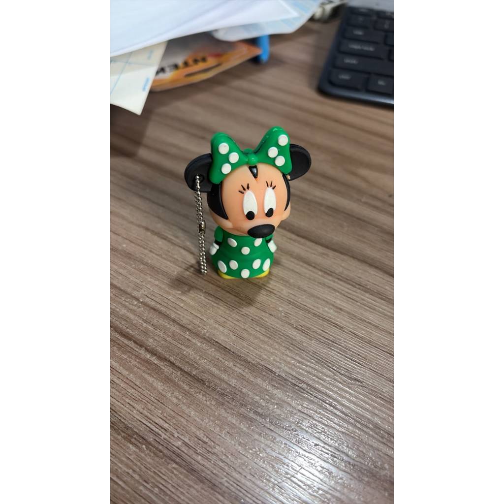 Porta Pen Drive Minnie Mouse Verde com Chaveiro – Capa Protetora USB