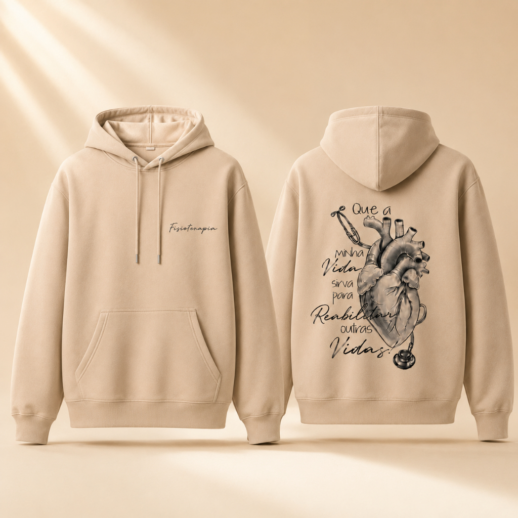 Moletom Fisioterapia Unissex com Capuz Flanelado Blusa de Frio Canguru Premium Estampado Confortável
