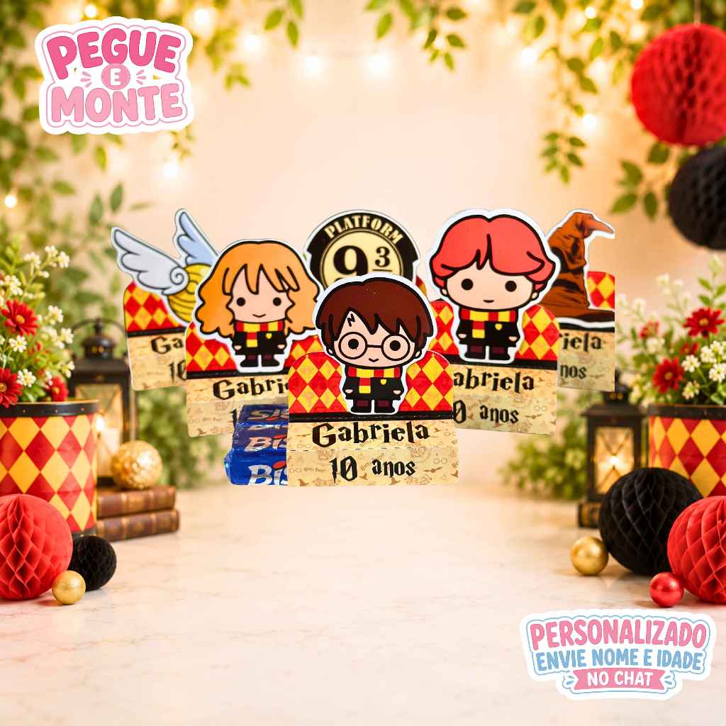 Porta Bis Personalizado Harry Potter (Pegue e Monte) – Lembrancinha Delicada para Festa
