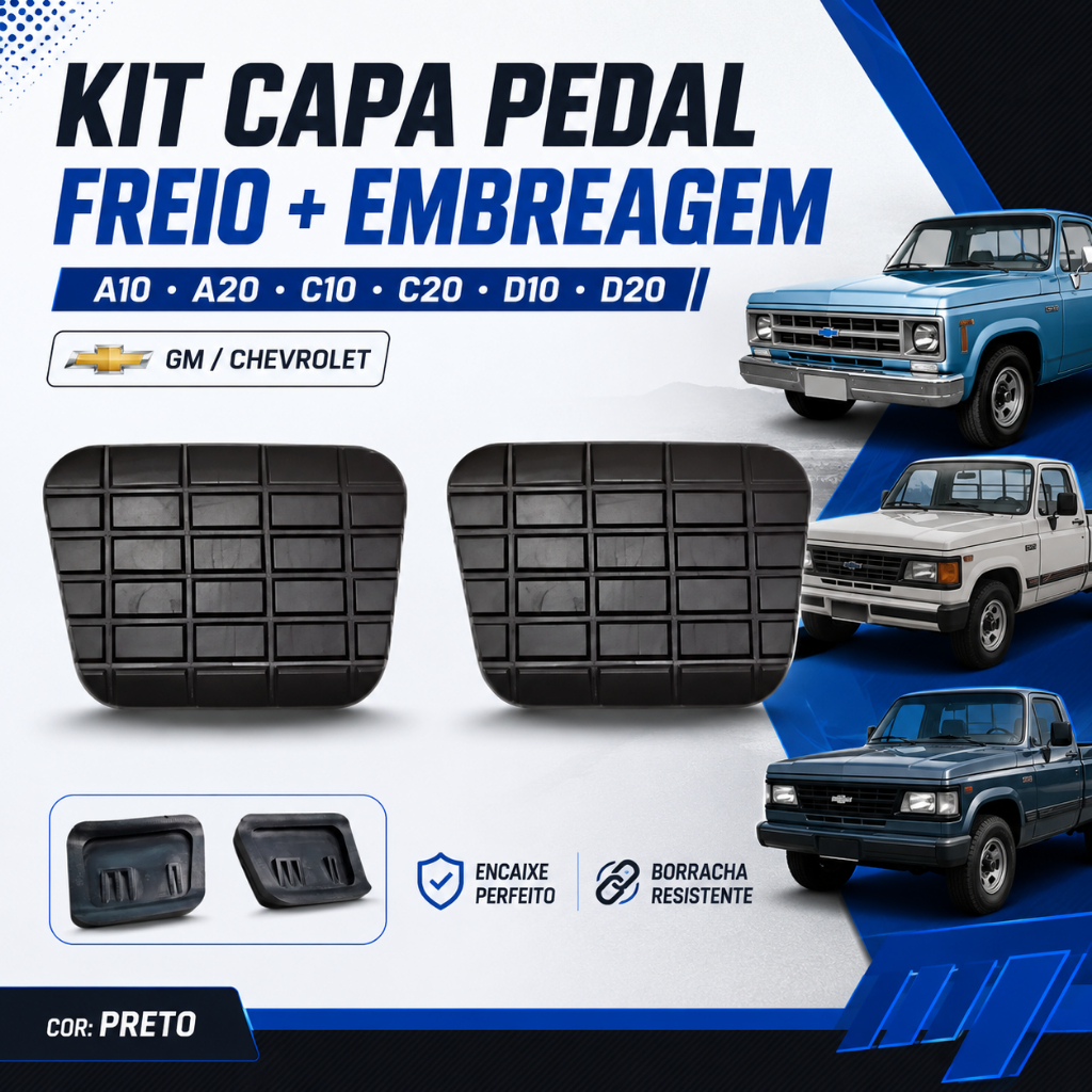 Kit Capa Pedal A10 A20 C10 C20 C40 D10 D20 D40 Freio e Embreagem