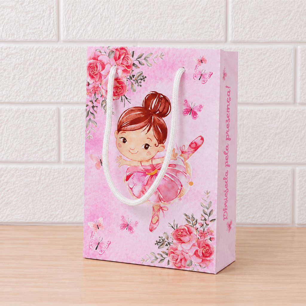 BAILARINA Sacolinha Surpresa Lembrancinha Personalizada Aniversário Mod 01 Pegue e Monte