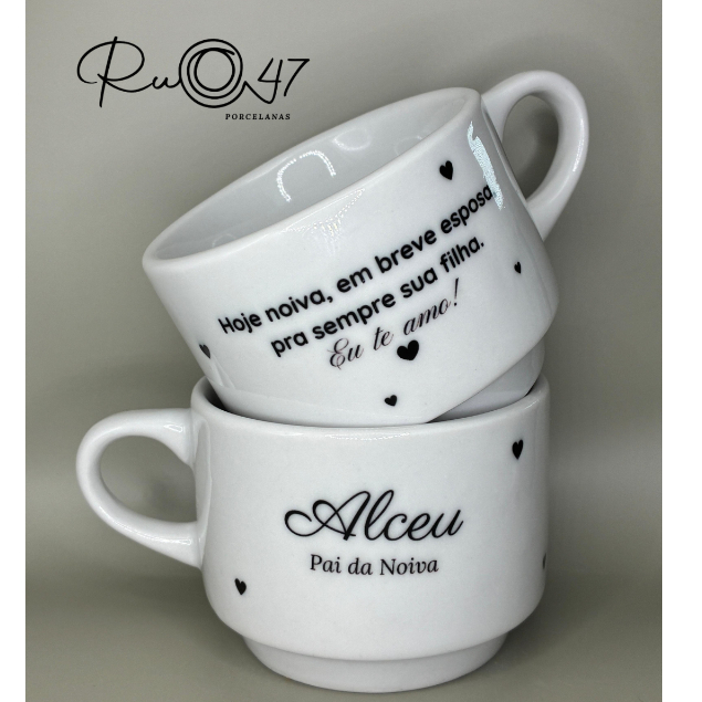 Kit Xicaras Personalizada - Casamento Ou sua arte dias dos namorados festa e eventos Padrinho dinda dindo