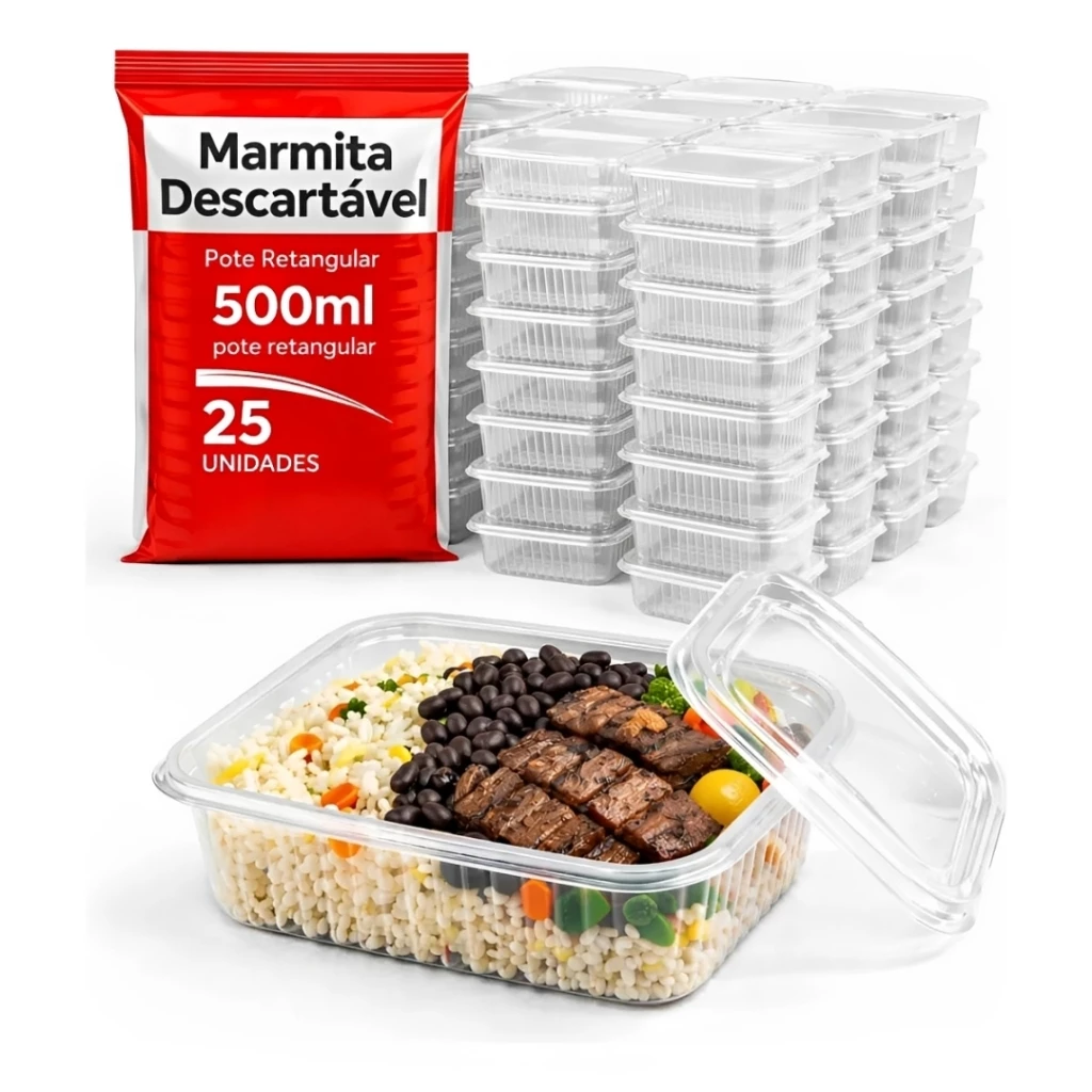 25 Marmita Descartável 500ml Freezer Microondas Marmitex — imagem 1