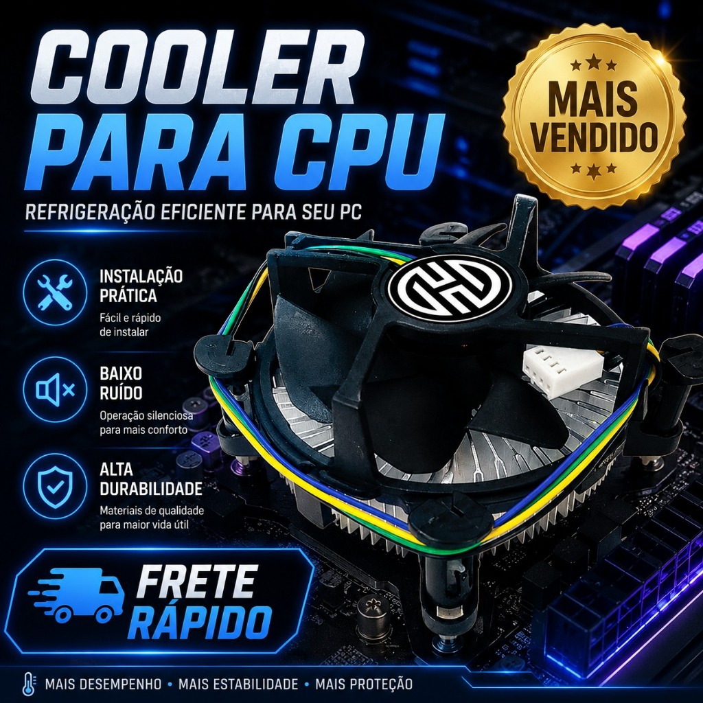 Cooler CPU Universal Hoopson – Cooler Processador Intel LGA 775 1155 1156 com Dissipador Silencioso