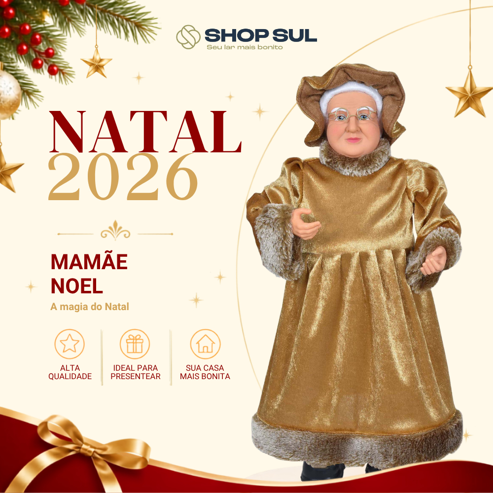 Mamãe Noel Decorativa 40cm Decoração de Natal Shopsul