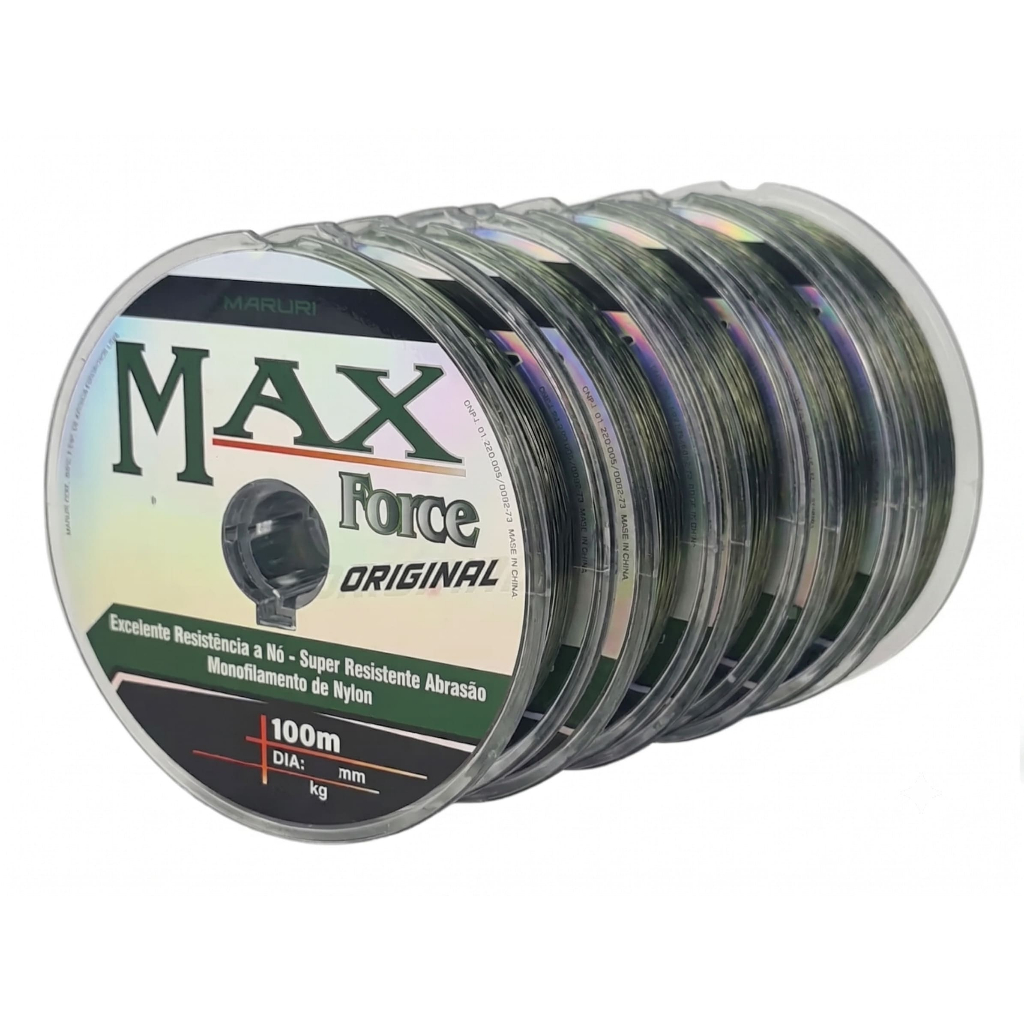 Kit Linha Monofilamento Max Force Maruri 5 Carreteis 500m Interligados Várias Bitolas