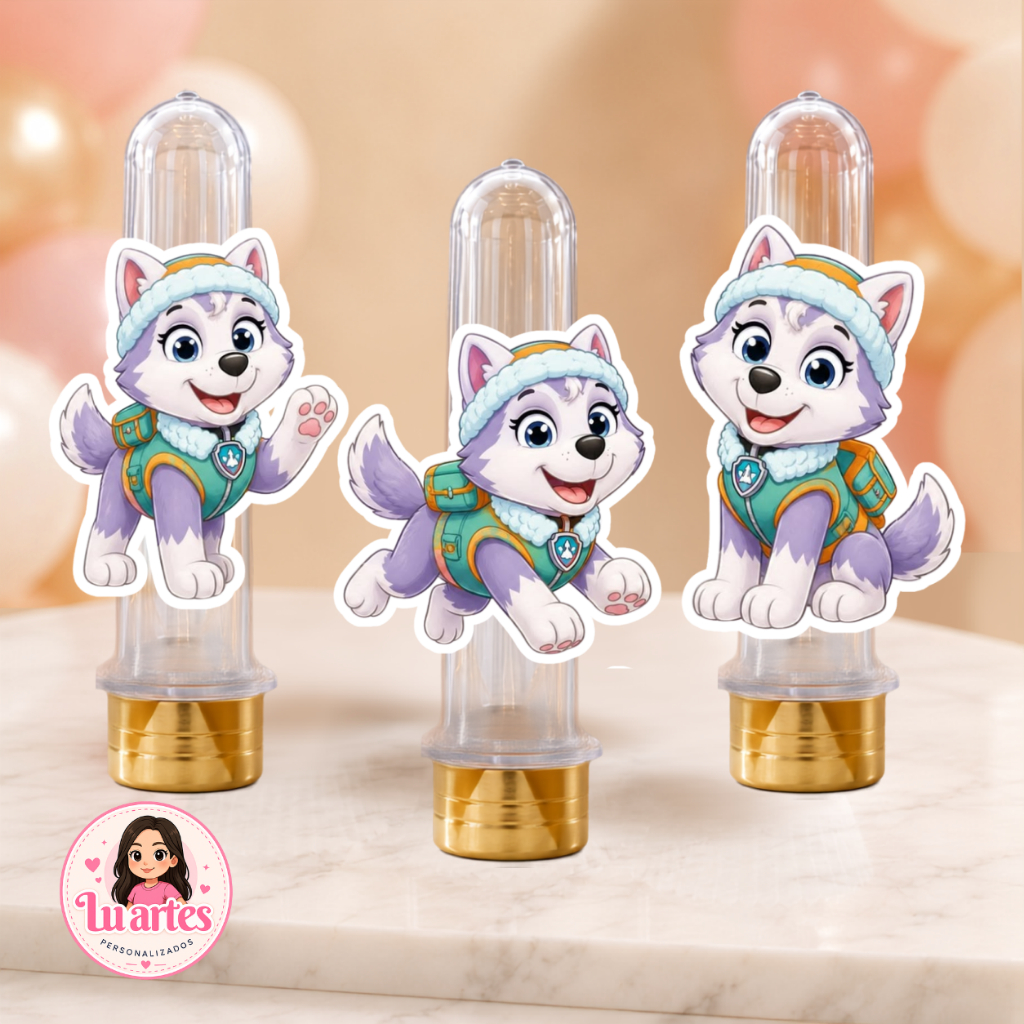 Aplique para Tubete Everest Patrulha Canina Personalizado Festa Infantil Papel Fotográfico Decoração Aniversário Lembran
