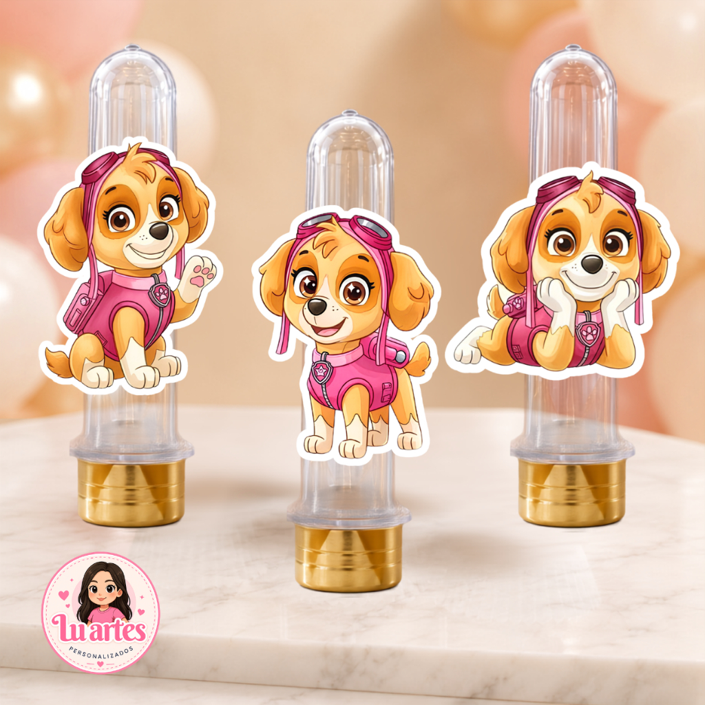 Aplique para Tubete Skye Patrulha Canina Personalizado Festa Infantil Papel Fotográfico Decoração Aniversário Lembrancin