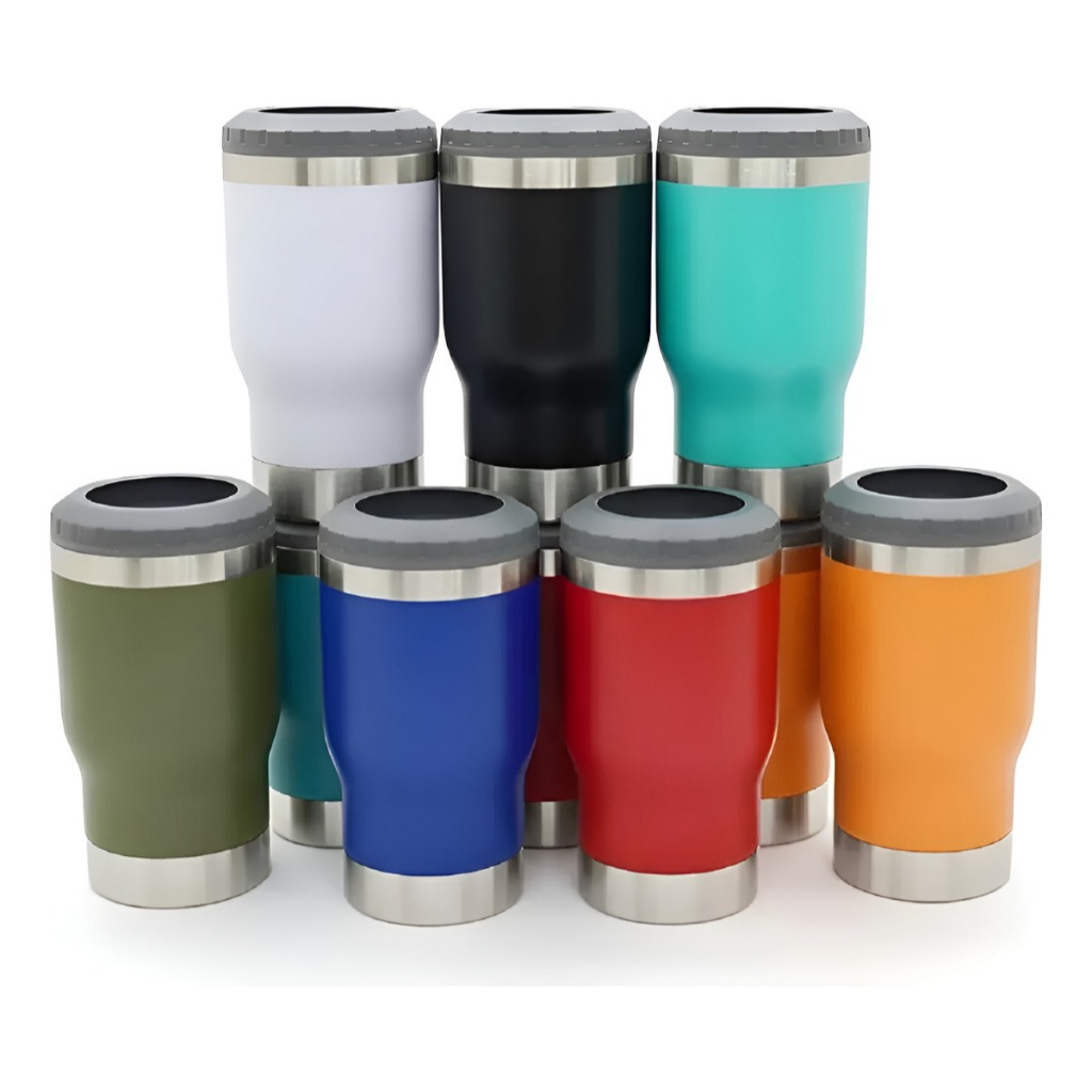 Porta Cerveja Garrafa Térmica Latinha De Aço Copo 420ml Com Abridor de Garrafas