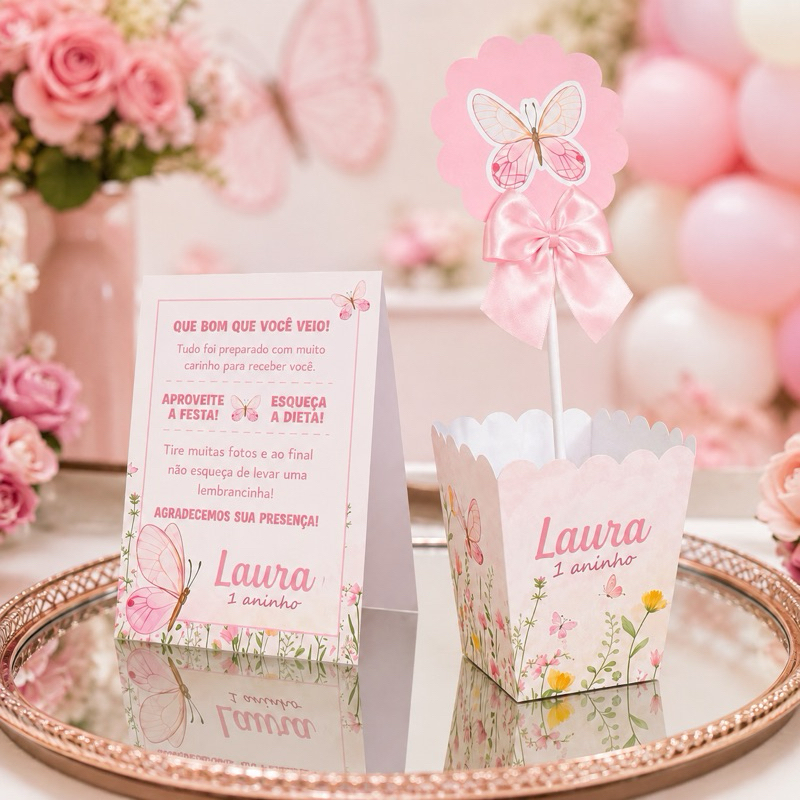 kit 10 centros de mesa e 10 plaquinhas tema jardim/ jardim de borboletas/ lembrancinha/personalizado.