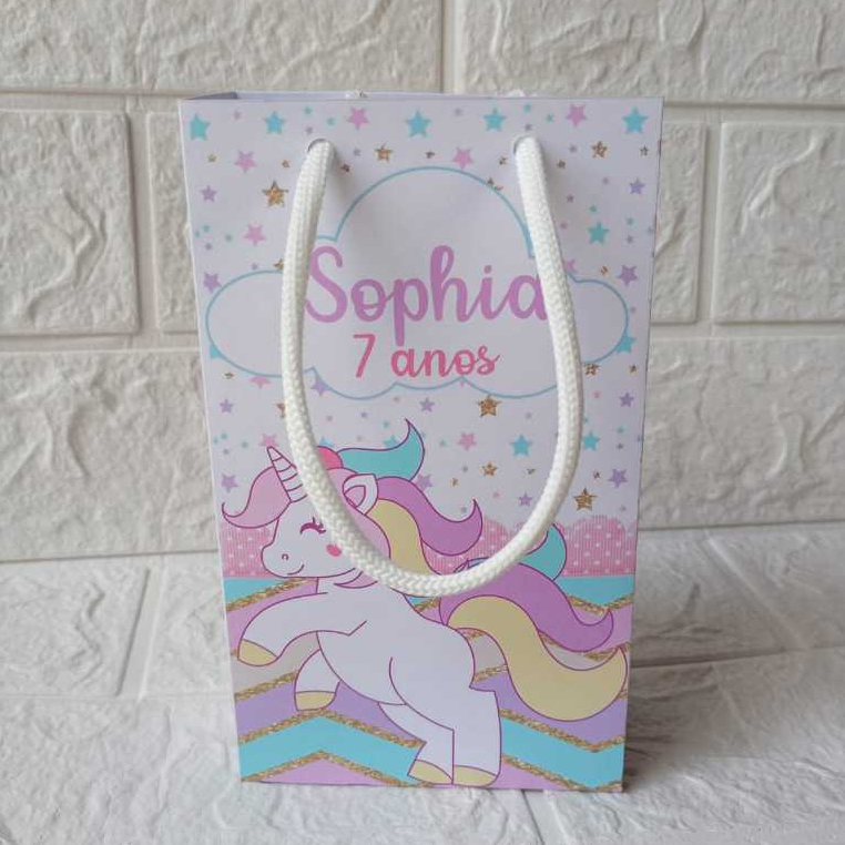 Sacolinha Surpresa Personalizada Unicórnio Lembrancinha de Aniversário Festa Infantil