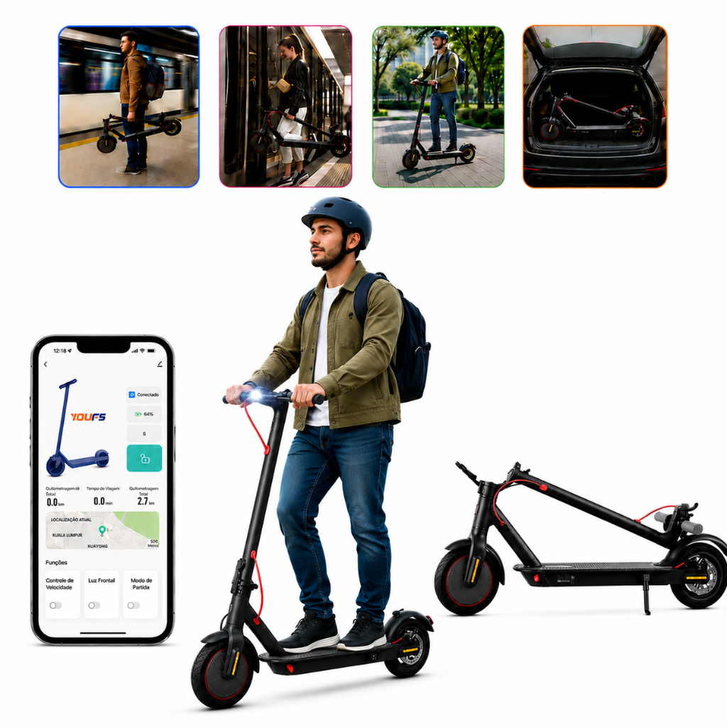 Patinete Elétrico Adulto Motorizado 350W 36V 7.8Ah Dobrável Autonomia 25km Freio a Disco para Cidade
