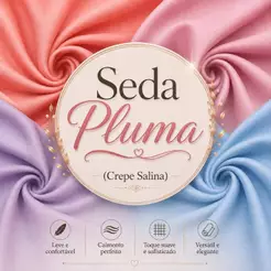2 Metros de Tecido Seda Pluma “Crepe Salina” (2m x 1,50m) Varias Cores!