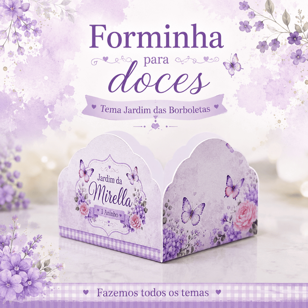 Envio Rapido Forminhas para doces personalizada com nome Jardim das Borboletas/Jardim encantado/lembrancinha/aniversario