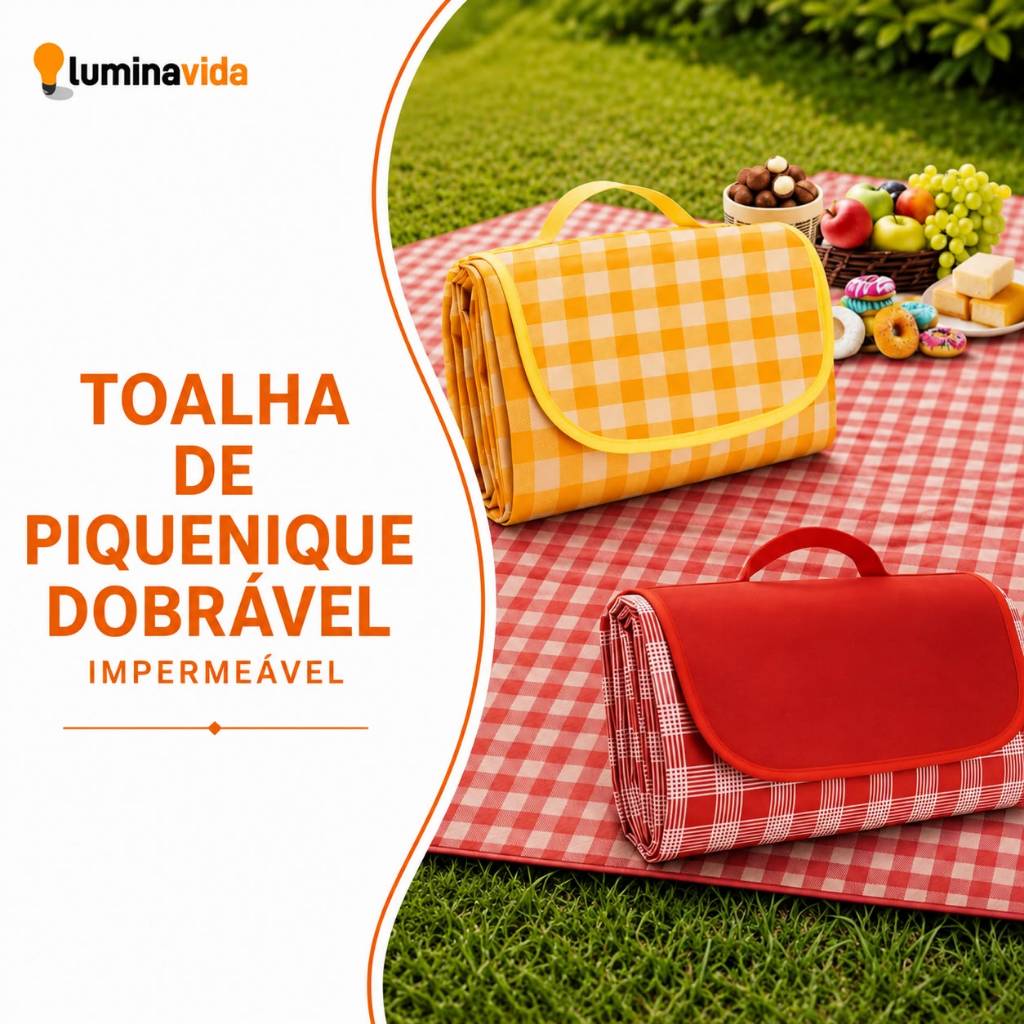 Toalha de Piquenique Dobrável Impermeável com Alça Portátil Grande  2x2m Dobrável Praia Camping
