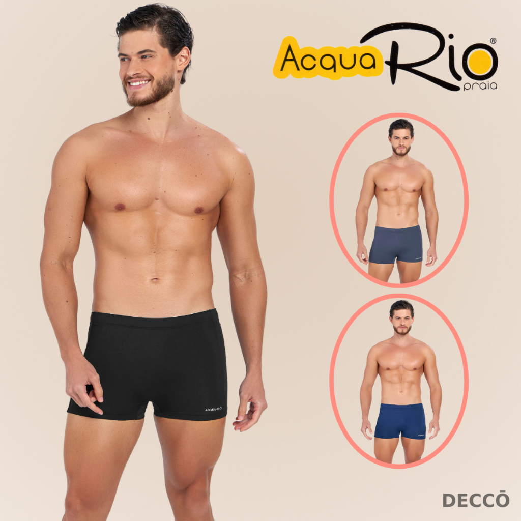 Sunga Boxer Masculina Lisa Adulto Forrada com Bolso Lateral e Cordão de Regulage