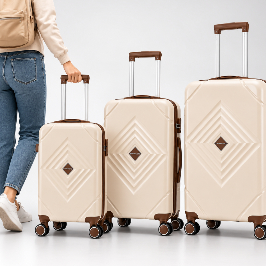 Kit 3 Malas Viagem P M G | Rodas Dupla 360° Polipropileno Cadeado Trava | Alta Resistência