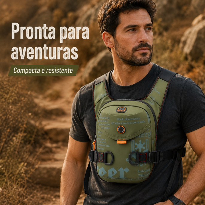 Bolsa de Peito Masculina Impermeável com Alça Regulável para Aventuras ao Ar Livre e Viagens Curta