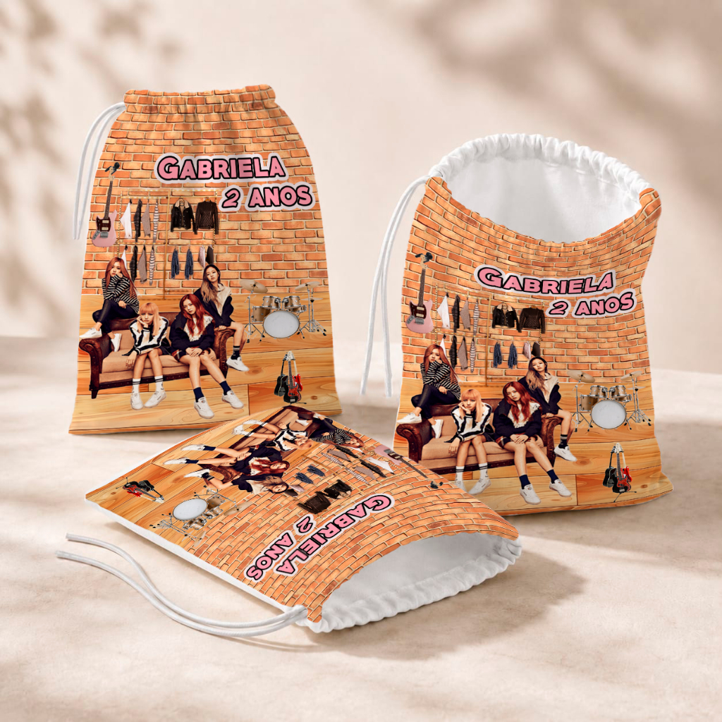 20 Sacolinhas Personalizada Festa Infantil 18x26 Aniversário Lembrancinha Black Pink  BlackPink M2