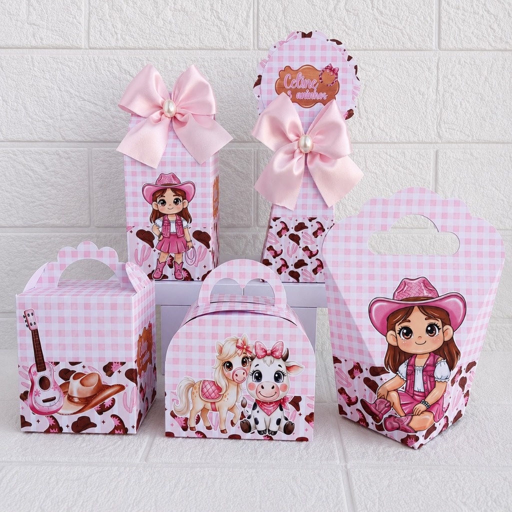 Kit Personalizados Boiadeira ( PEGUE E MONTE ) lembrancinha Caixinha personalizada festa infantil mimos aniversário