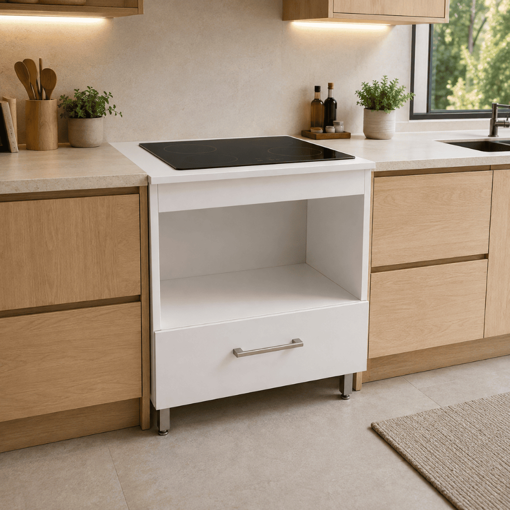 Balcao para Cooktop 4 Bocas Inducao e Gas com Espaco para Forno Armario de Cozinha Modulo com Porta Basculante · foto 2