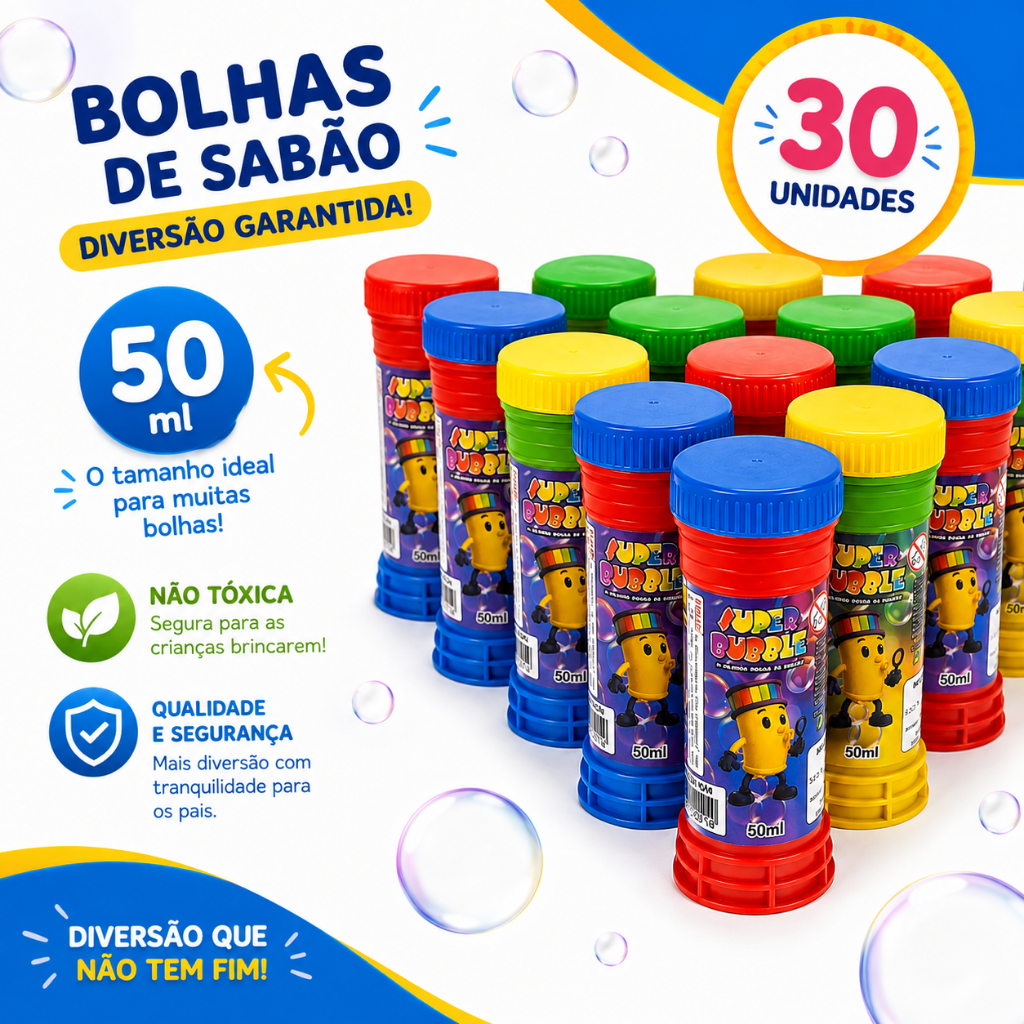 30 Bolha De Sabão Bolinha de Sabão Para Kit Festa Aniversario Lembrancinha Prenda Quermesse novo