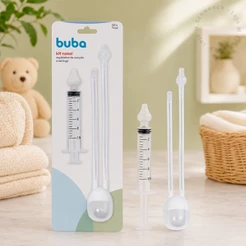 Kit Aspirador Nasal Sucção e Seringa Lavagem Bebê Infantil Lavador Coriza Buba Cuidados