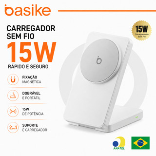 Basike 15W Carregador Magnético Sem Fio MagSafe Suporte Dobrável Carregamento Rápido para iPhone