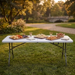 Mesa Dobrável Portátil Vira Maleta com Alça 1,80m Camping Pesca Jardim Área Externa Interna Resistente Oferta