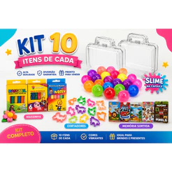Kit 10 Maletinha Acrilica + Massinha Modelar + Geleca Slime+ Jogo da Memoria + Cortador Lembrancinha