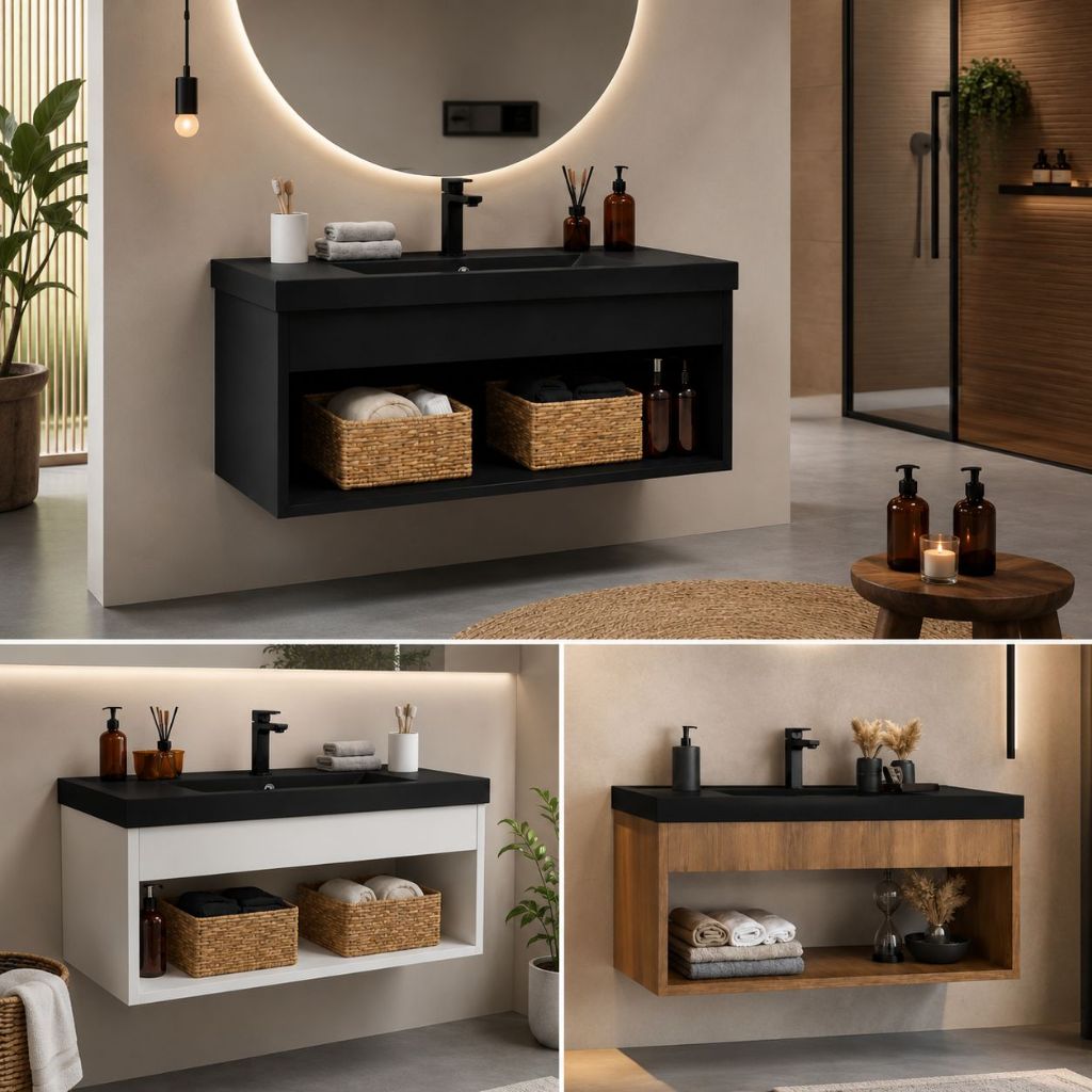 TOP VENDAS - Gabinete Suspenso 64cm Banheiro Com Cuba Integrada