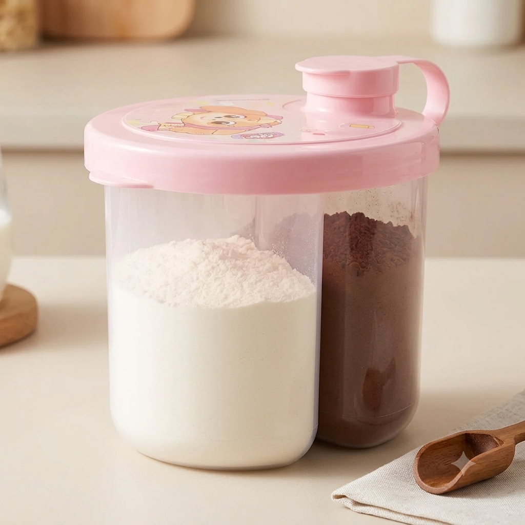 Porta Dosador Leite em Pó com Trava 3 Divisórias Fórmula Infantil Plasútil 300ml — imagem 2 de 2