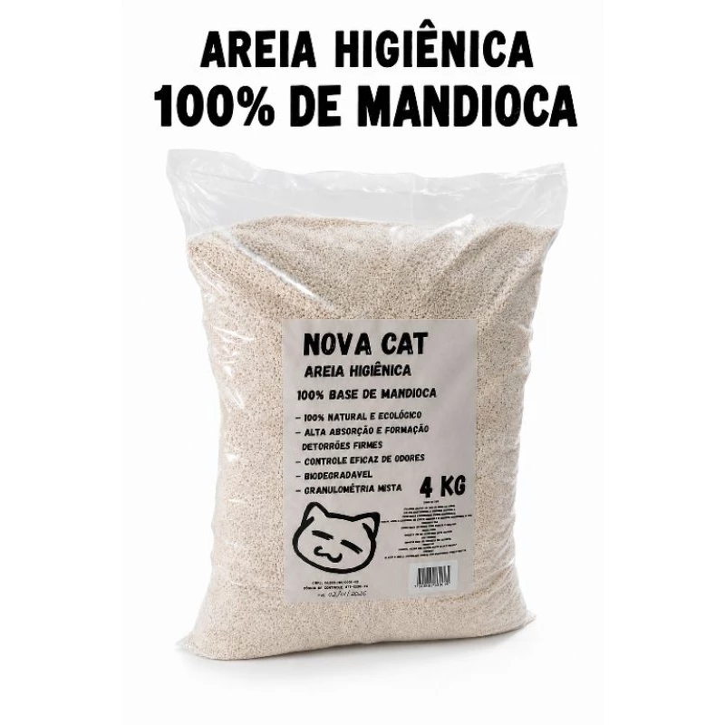 Kit 4 Pacotes De Areia Higiênica 100% biodegradável para gatos nova cat