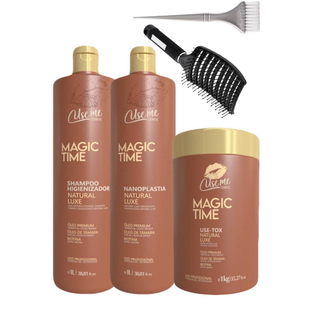 Kit Magic Time Tratamento Progressivo Alisamento Nanoplastia Use Me 3x1Kg (Escolha o seu)