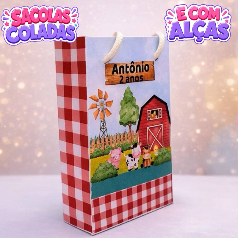 Sacolinha Fazendinha Menino Personalizados/Lembrancinha de Festa/Aniversário/Lembrancinha Festa Infantil