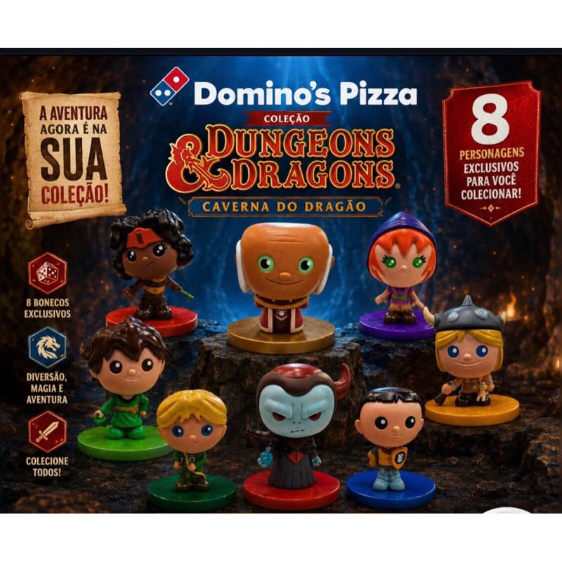Coleção bonecos Caverna do Dragão original - Domino ́s Pizza 2026