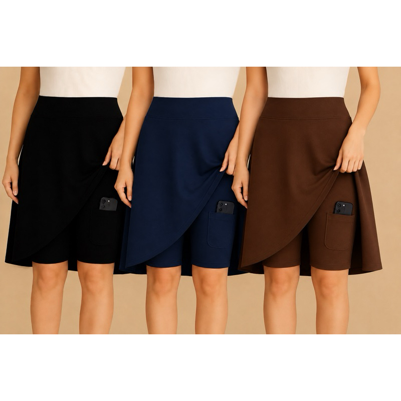 Kit 3 Saia Short Moda Fitness Evangelica Tecido Suplex Sem Transparêcia