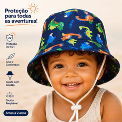 chapéu bucket bebê recem nascido infantil Menino Menina Praia casual proteção solar Uv Dino Tubarão