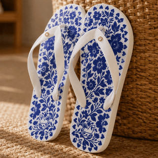 Chinelo Feminino Conforto Total Envio Imediato Havares Branco e Azul