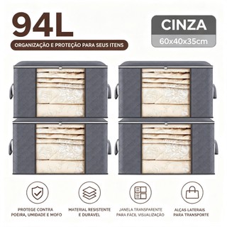 Wardrobe Caixa Organizadora 90L para Roupas com Tampa Anti-Poeira/Umidade/Insetos | Ideal para Cobertores e Casacos