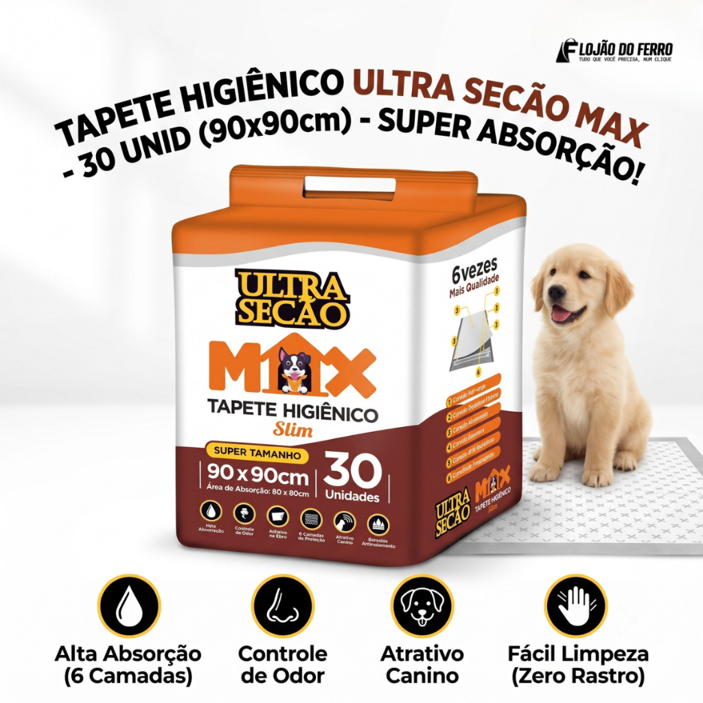 Tapete Higiênico Ultra Secão Max 90x90 Great Pets 30und