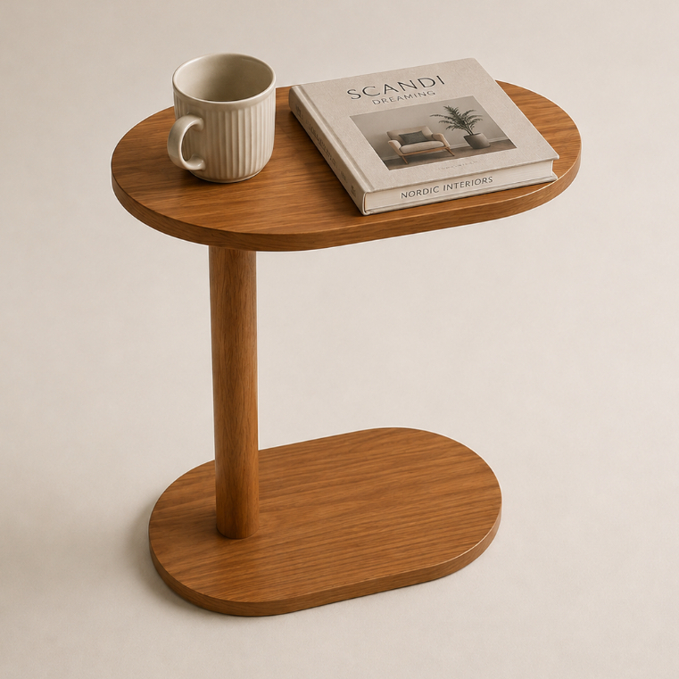 Mesa De Apoio Lateral Madeira Para Braço De Sofá Alt.65cm - Mel