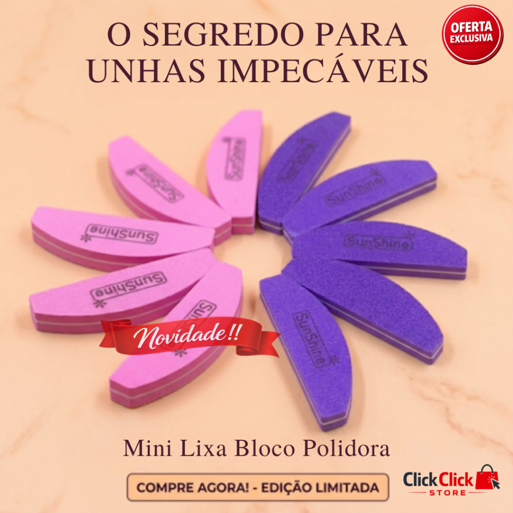 Lixa de Unha Mini Bloco Polidora *UNIDADE* Profissional Manicure Escolha Formato e Cor - SQ7620