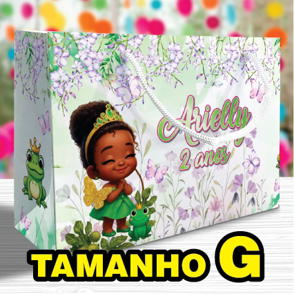 Sacolinha Princesa Tiana Baby Grande TAMANHO G Personalizada Kit Festa Lembrancinha Sacola Rosa Princesas